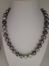 Tahti Pearls Necklace 10-12 mm Dark Natural Multicolor AAA 18K Solid Gold Clasp | The South Sea Pearl |  The South Sea Pearl
