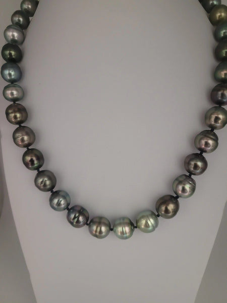 Tahti Pearls Necklace 10-12 mm Dark Natural Multicolor AAA 18K Solid Gold Clasp | The South Sea Pearl |  The South Sea Pearl