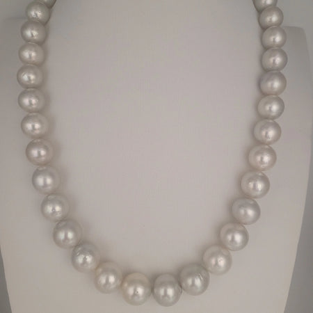 White- Silver South Sea Pearls 11-13 mm Very High Luster 18K Solid Gold clap | The South Sea Pearl |  The South Sea Pearl