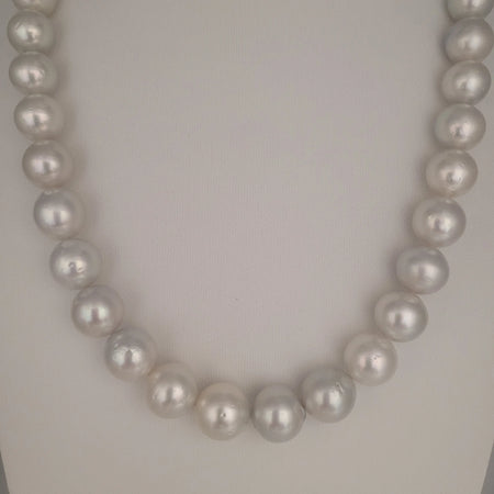 White- Silver South Sea Pearls 11-13 mm Very High Luster 18K Solid Gold clap | The South Sea Pearl |  The South Sea Pearl