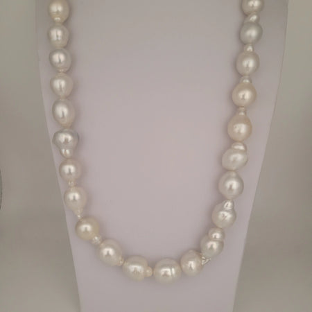 White South Sea Pearls Baroque Shape 11-13 mm 18K Gold Clasp | The South Sea Pearl |  The South Sea Pearl