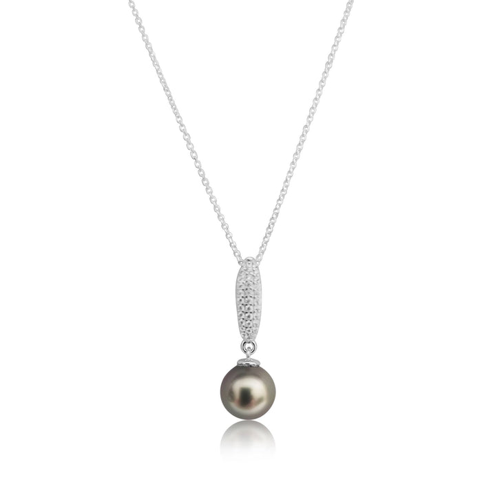 Tahiti Pearl Round AAA 8-9 mm Pendant in Silver 925