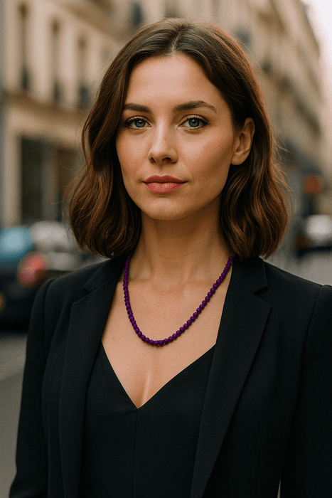 Collar de Piedras Preciosas, Rubí, Zafiro, Esmeralda, Amatista, 45 cm, Cierre Mosquetón, Ajustable - MIMUKA