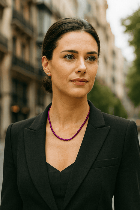 Collar de Piedras Preciosas, Rubí, Zafiro, Esmeralda, Amatista, 45 cm, Cierre Mosquetón, Ajustable - MIMUKA