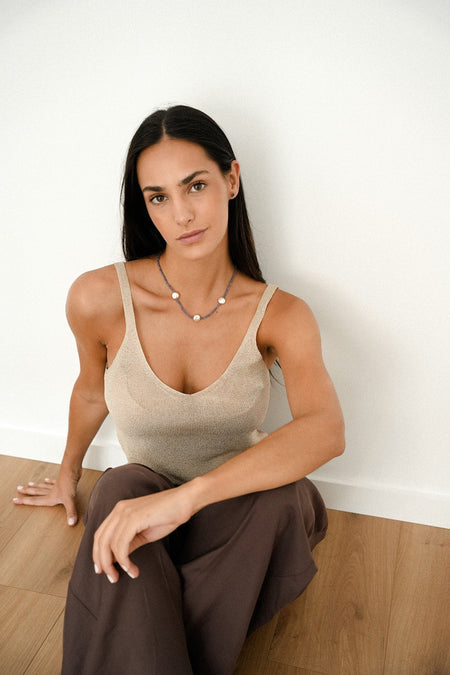 Collar de Tanzanita de 3 mm redonda tallada con Perlas Cultivadas, Cierre de Oro 18K - MIMUKA