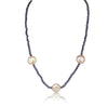 Collar de Tanzanita de 3 mm redonda tallada con Perlas Cultivadas, Cierre de Oro 18K - MIMUKA