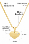 Heart Pendant Necklace Yellow Gold 18K & Diamond - MIMUKA