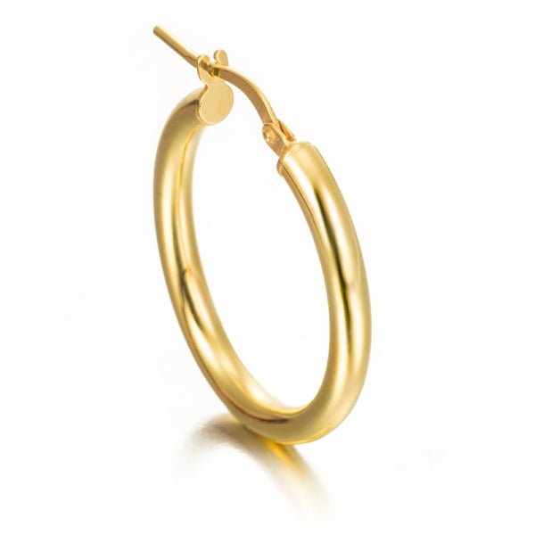 Hoop Earrings in Silver 925 Gold Plated 26 x 23 mm Oval Shape - MIMUKA