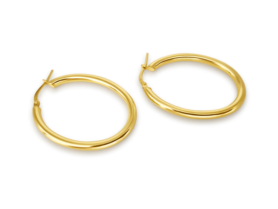 Hoop Earrings in Silver 925 Gold Plated 26 x 23 mm Oval Shape - MIMUKA