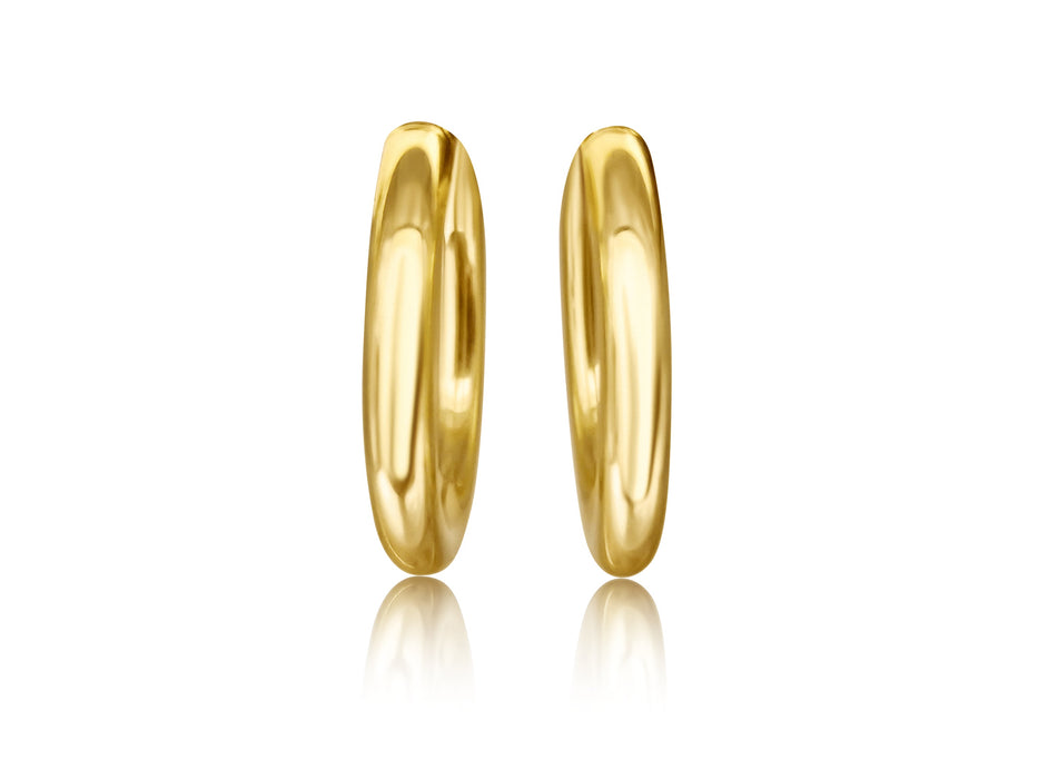 Hoop Earrings in Silver Gold Plated 28 x 25 mm Oval Shape - MIMUKA