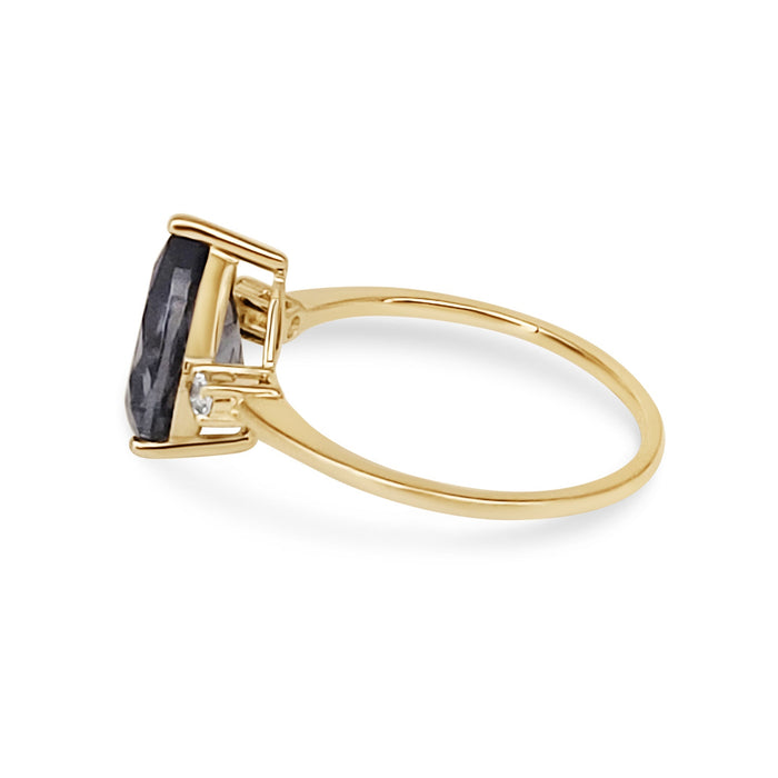 London Blue Teardrop 10 x 8 mm 3.5 Carats Yellow Gold 14K Ring - MIMUKA