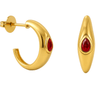 Mimuka Jewels 18K Yellow Gold Hoop Earrings with Natural Rubies - MIMUKA