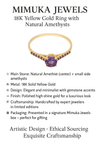Mimuka Jewels 18K Yellow Gold Ring with Natural Amethysts – Elegant Handmade Design for Women - MIMUKA