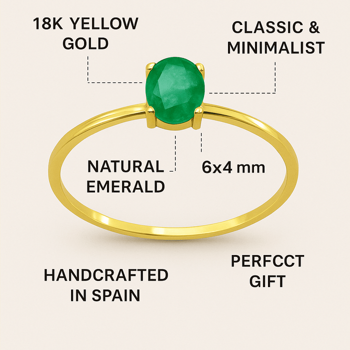 Natural Emerald 18K Gold Ring - MIMUKA