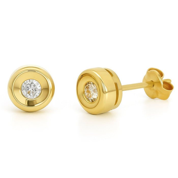 Pendientes Chatón en Oro Amarillo 18K con Diamantes 5 mm - MIMUKA