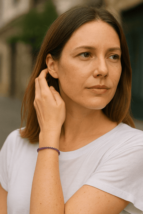 Pulsera de Piedras Preciosas Rubí, Zafiro, Esmeralda y Amatista, 3 mm ,ajustable, Cierre de Mosquetón - MIMUKA