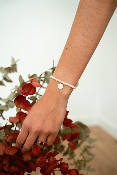 Pulsera Perlas Cultivadas Personalizada Inicial Letra - MIMUKA