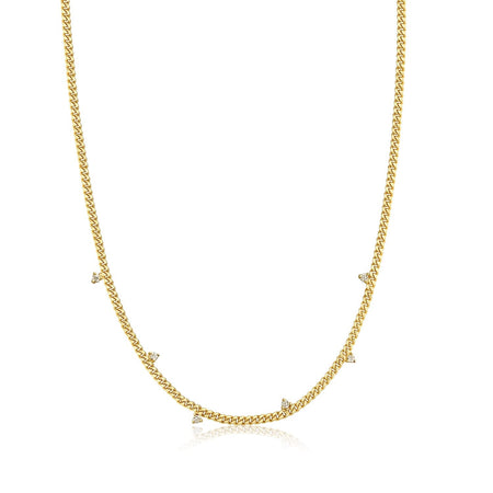 STELLAR Necklace 14K Yellow Gold Gold Silver Designed with White Zircon and High Shine - MIMUKA