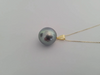 Tahiti Pearl 14 mm Silver- Green Natural Color, 18 Karat Solid Gold Pendant Necklace -  The South Sea Pearl