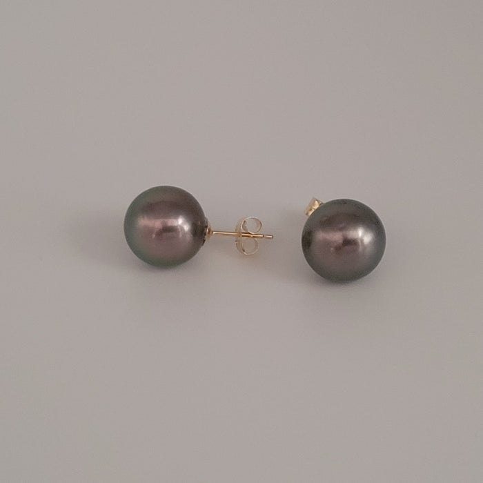 Tahiti Pearl Earrings 12 mm AAA Quality High Luster 18K Solid Gold |  The South Sea Pearl |  The South Sea Pearl