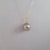 Tahiti Pearl Pendant 12 mm Round, 18 Karats Solid Gold |  The South Sea Pearl |  The South Sea Pearl