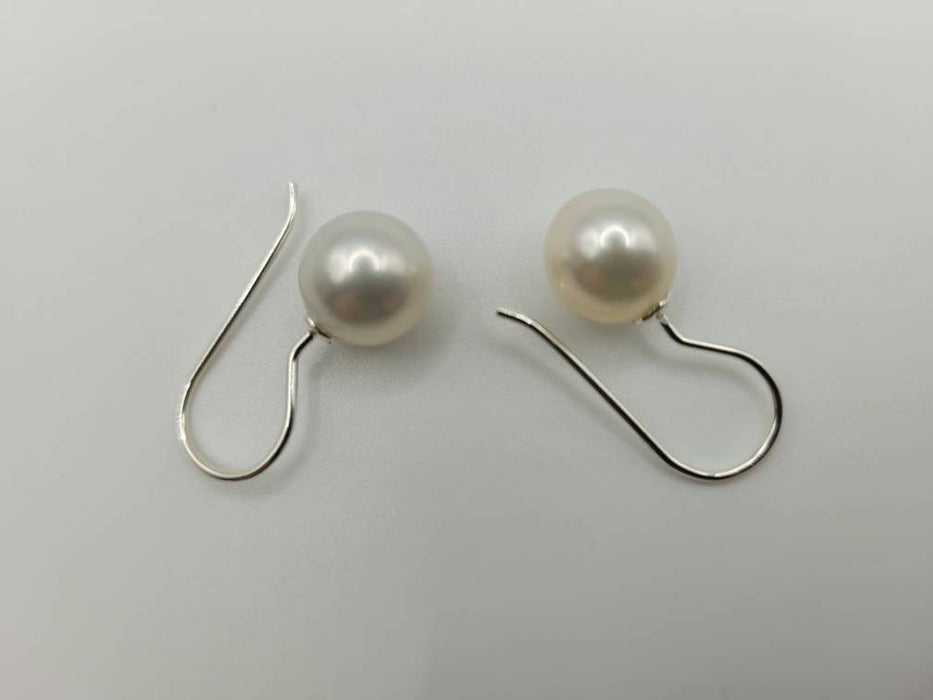 Dangle Pearl Earrings - White South Sea Pearls 9 mm Earring, White Natural Color and High Luster - French Hook Earrings - Only at  The South Sea Pearl