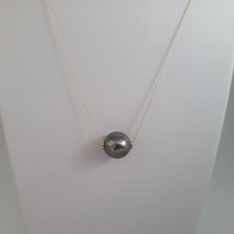 Dark Tahitian cultured pearl pendant 12mm in 18K Gold (Pinctada margaritifera) — The South Sea Pearl
