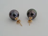 Tahiti Pearl 13 mm Earrings 18 Karat Solid Gold - The South Sea Pearl