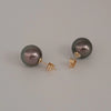 Tahiti Pearl Earrings 12 mm AAA Quality High Luster 18K Solid Gold |  The South Sea Pearl |  The South Sea Pearl