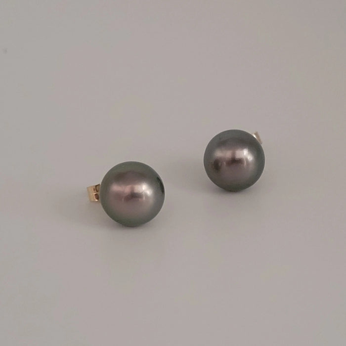 Tahiti Pearl Earrings 12 mm AAA Quality High Luster 18K Solid Gold |  The South Sea Pearl |  The South Sea Pearl