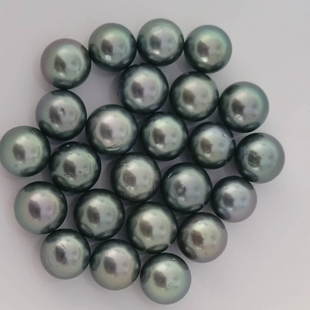 Loose Tahitian Pearls of Natural Dark Color and High Luster, size of 9-10 mm, Round Shape. -  The South Sea Pearl