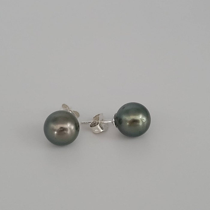 Tahitian Pearl Earrings in 925 Sterling Silver - Sizes from 9-11mm | The South Sea Pearl |  The South Sea Pearl