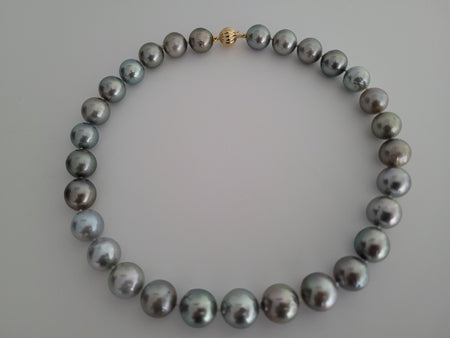 Tahiti Pearls 13-15 mm Round Natural Cokor and Luster, Solid Gold 18 Karat Clasp - Only at  The South Sea Pearl