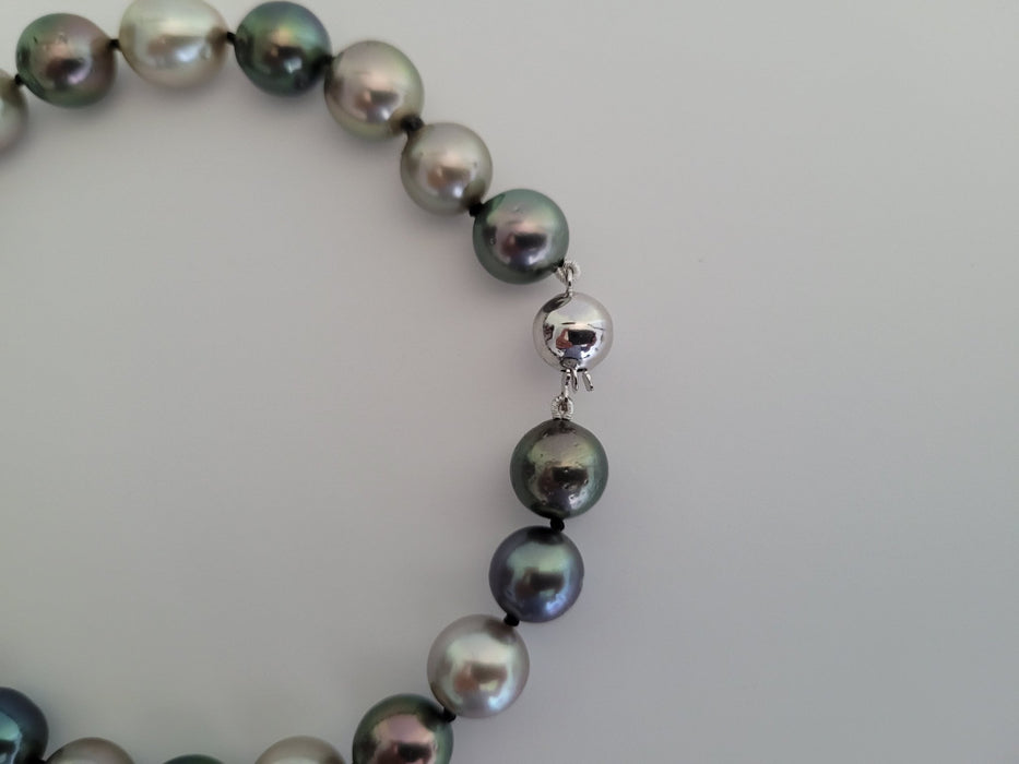 Tahiti Pearls 9-10 mm of Natural Multicolors,  18 karat White Gold Clasp - Only at  The South Sea Pearl