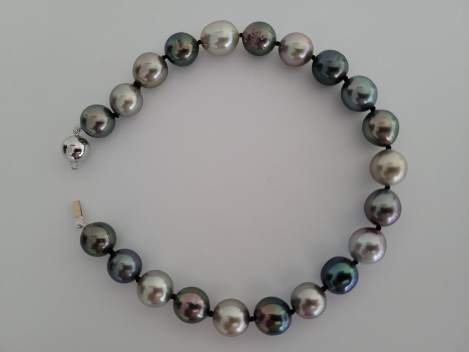 Tahiti Pearls 9-10 mm of Natural Multicolors,  18 karat White Gold Clasp - Only at  The South Sea Pearl