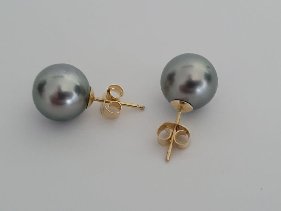 18 Karat gold Tahiti Pearls 10 mm round natural color | South Sea Pearls |  The South Sea Pearl