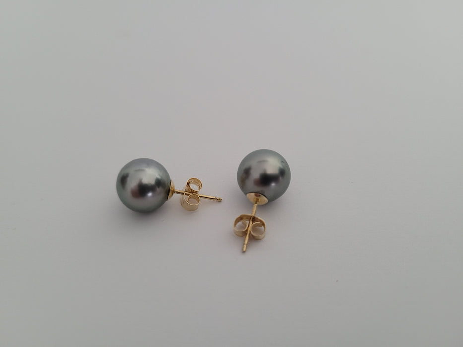18 Karat gold Tahiti Pearls 10 mm round natural color | South Sea Pearls |  The South Sea Pearl